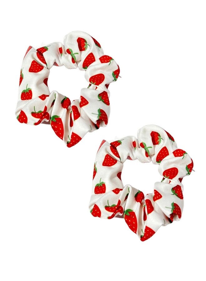 BBTDIN Strawberry Hair Scrunchies Girls Fruits Ponytail Holder Strawberry Hair Scrunchy Ties BW61 (2 Pcs-Set B) - Image 1